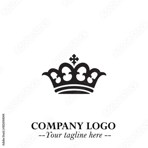 Elegant Black Crown Logo Symbol on a Clean White Background for Premium Branding Design