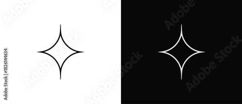 Sparkling star icon, sparkling star icon in line style. Artificial Intelligence symbol. Vector illustration of a sparkling star sign on a transparent and black background. Editable stroke.