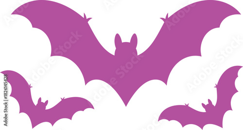 Stylized black bat vector silhouette with spread wings, perfect for Halloween designs, logos, spooky branding, and holiday decorations.