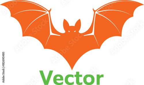 Stylized black bat vector silhouette with spread wings, perfect for Halloween designs, logos, spooky branding, and holiday decorations.
