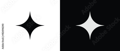 Simple glittering icons, Sparkling star icons in flat style. Artificial Intelligence symbol. Sparkling star signs vector illustration in transparent and black background. 