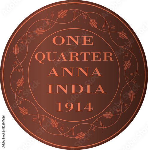 A collage of two george v coins from british india, circa 1914
This image features a collage of two British Indian coins from the George V era, circa 1914. Each coin is a quarter anna, showcasing hist