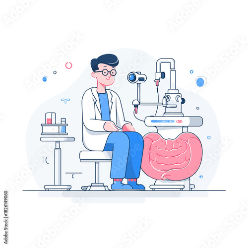 Doctor doing colonoscopy procedure to examine patient health