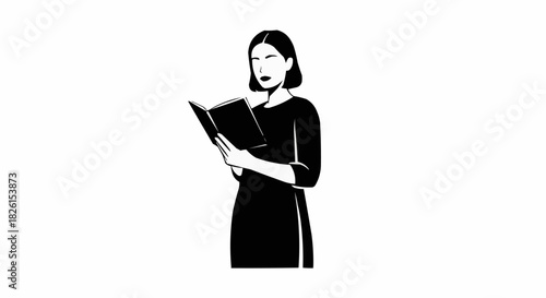 Woman engrossed in reading a book, absorbed in the story, focused and attentive.