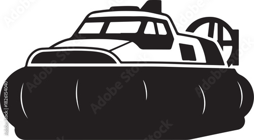 Modern hovercraft transport vehicle icon for fast travels.