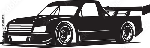 High-performance racing pickup truck silhouette vector graphic