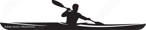 Silhouette of a kayaker paddling, active water recreation sport