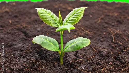 Young Plant Growing in Soil.