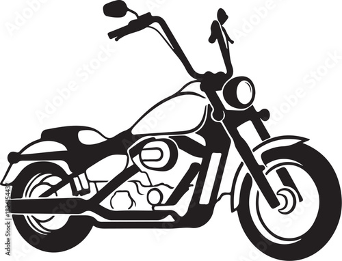Classic chopper motorcycle line art vector graphic illustration