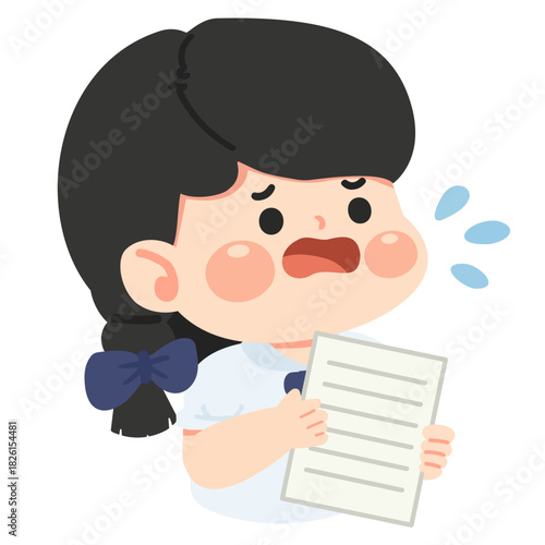 Illustration of Girl Anxious About School Work