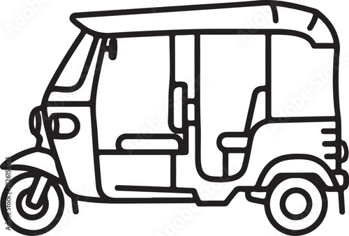Outline icon of an auto rickshaw, traditional city transport