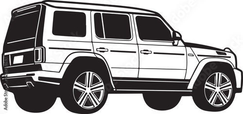 Luxury suv off-road vehicle line art vector illustration graphic