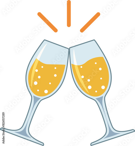 シャンパン　スパークリングワインでの乾杯のアイコン