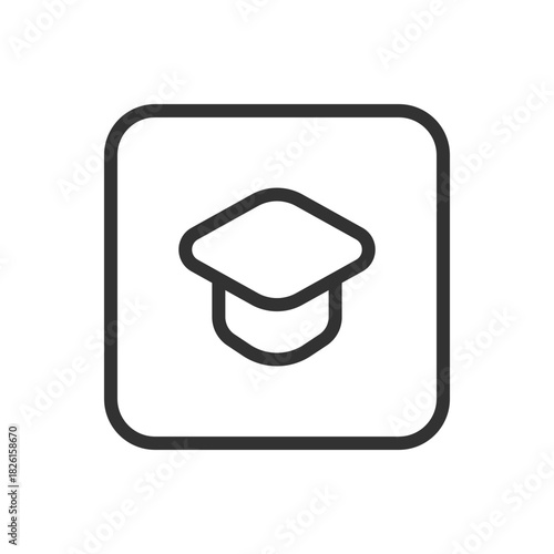 School, Learning Graduate Hat line icon – graduation cap outline for academic achievement, education apps, student success UI
