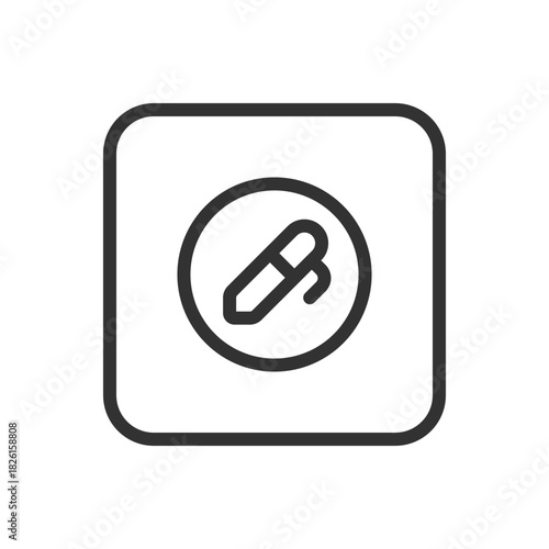 School, Learning Pen Edit Create Circle line icon – pen inside circle outline for writing, editing, content creation in education apps UI