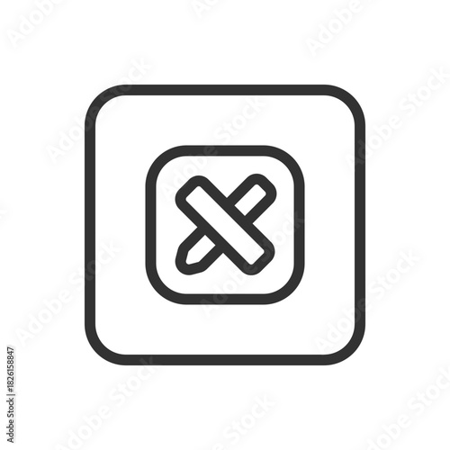 School, Learning Pencil Ruler Square line icon – pencil and ruler inside square outline for geometry, drafting, education apps UI