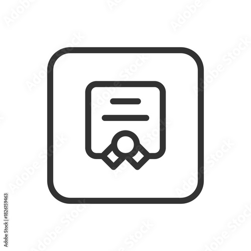 School, Learning Certificate Diploma line icon – certificate with seal or diploma scroll outline for academic achievement, graduation, education UI