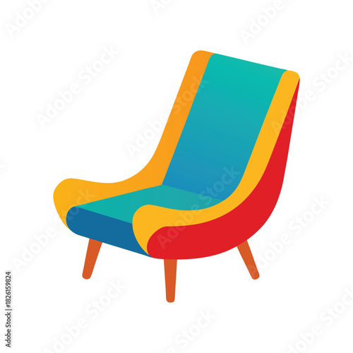 Colored lounge chair vector artwork featuring modern mid century furniture design Vector illustration