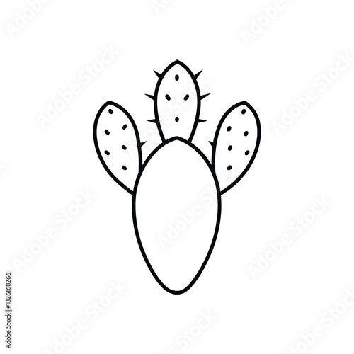 Minimalist prickly pear cactus line art created as a simple desert plant illustration Vector illustration