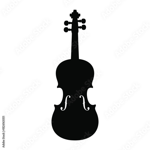 Black silhouette of a violin on a white background