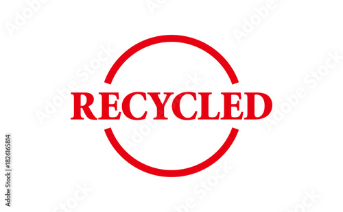 RECYCLED - Red Rubber Stamp with text RECYCLED
