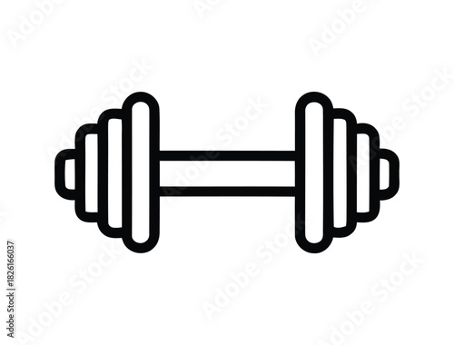 Dumbbell Barbell Outline Icon - Fitness, Weightlifting & Gym Equipment
