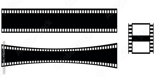 Classic film strip border with four blank frames ready for content insertion cinematic vintage media reel vector