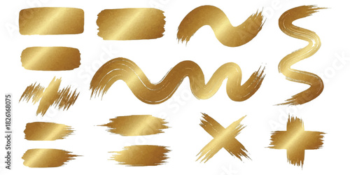 Golden brush stroke collection: metallic textured elements for design projects