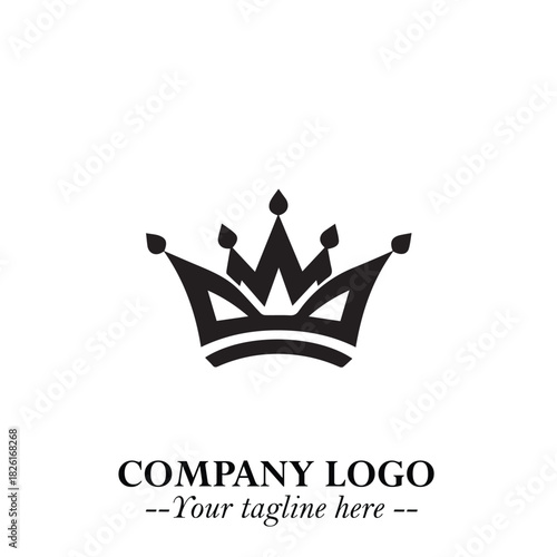 Elegant Black Crown Logo Symbol on a Clean White Background for Premium Branding Design