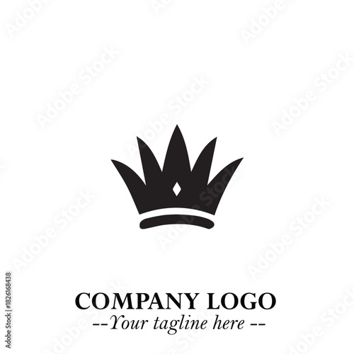 Elegant Black Crown Logo Symbol on a Clean White Background for Premium Branding Design
