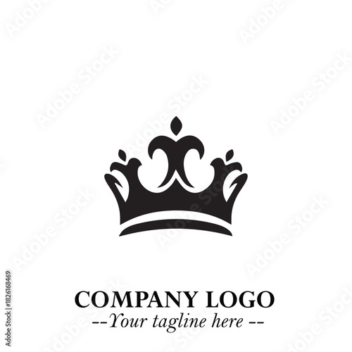 Elegant Black Crown Logo Symbol on a Clean White Background for Premium Branding Design