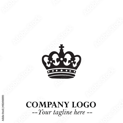 Elegant Black Crown Logo Symbol on a Clean White Background for Premium Branding Design