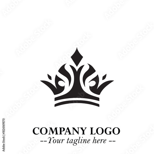Elegant Black Crown Logo Symbol on a Clean White Background for Premium Branding Design