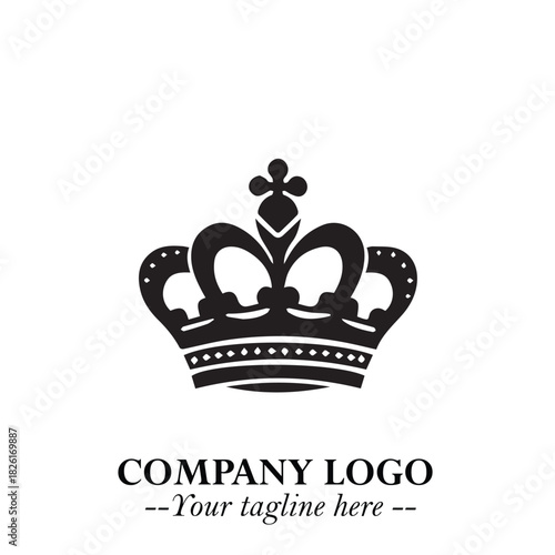 Elegant Black Crown Logo Symbol on a Clean White Background for Premium Branding Design