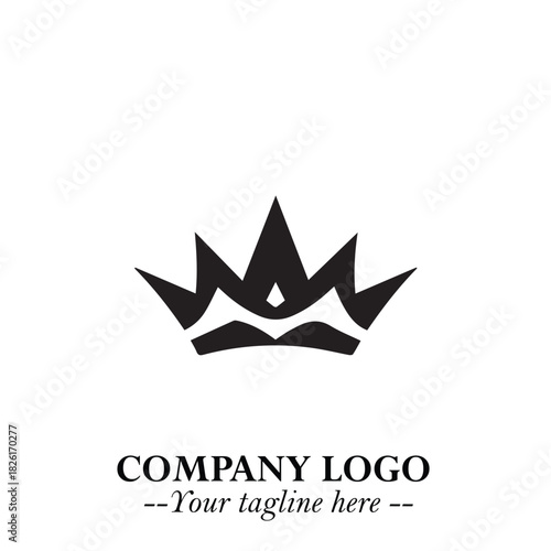 Elegant Black Crown Logo Symbol on a Clean White Background for Premium Branding Design