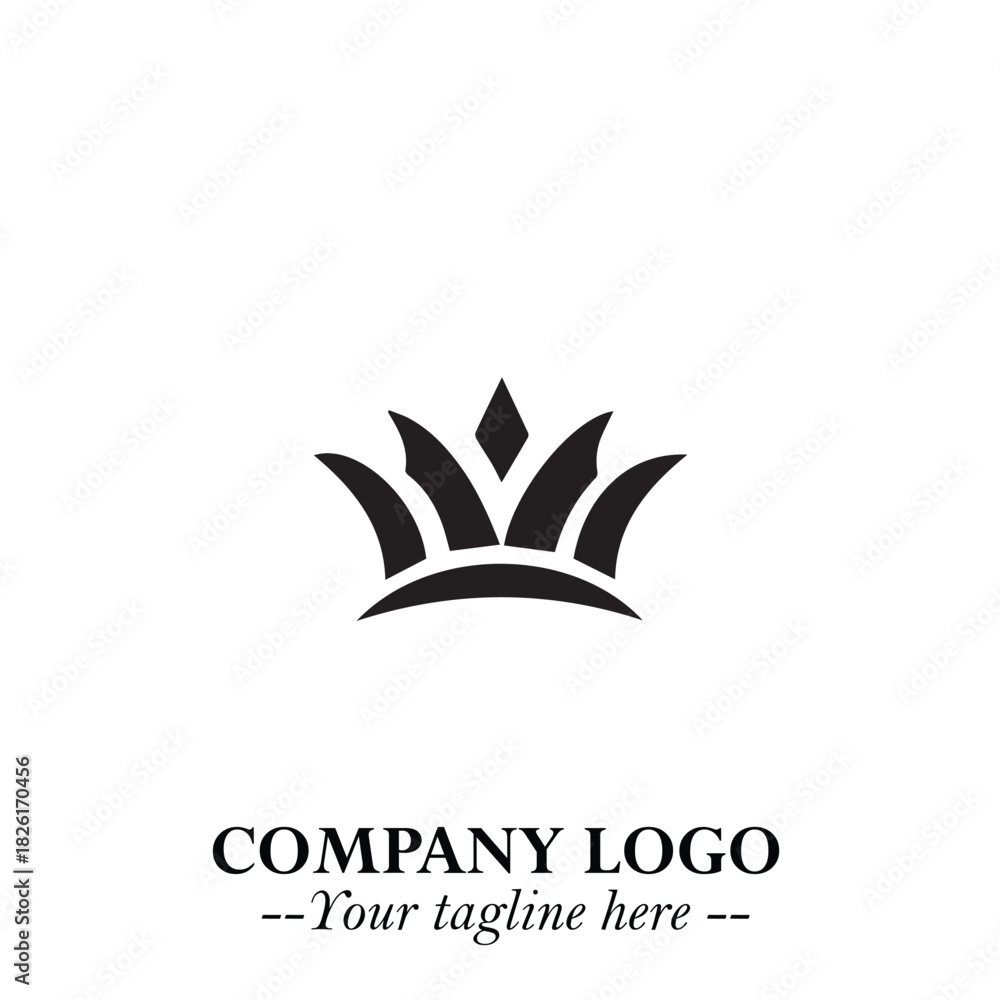 Fototapeta premium Elegant Black Crown Logo Symbol on a Clean White Background for Premium Branding Design