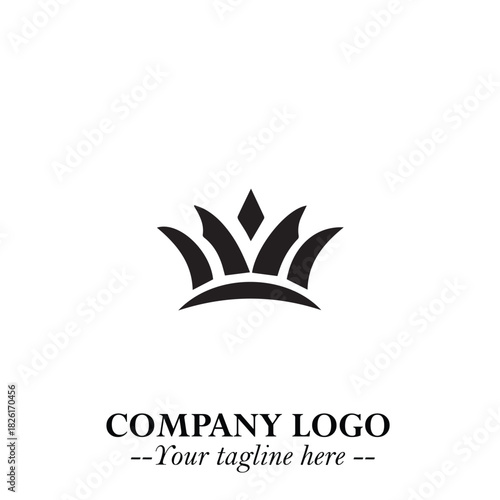 Elegant Black Crown Logo Symbol on a Clean White Background for Premium Branding Design