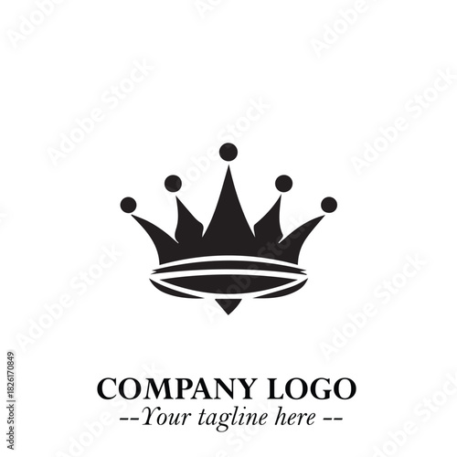 Elegant Black Crown Logo Symbol on a Clean White Background for Premium Branding Design