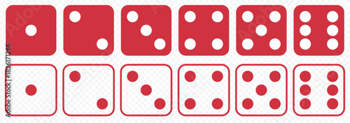 Dice icon set with all six faces in black color in outline style. Ludo game dice symbols in outline style. Set of six sides of a dice icon in black color. Dice icon concept vector illustration. eps 10