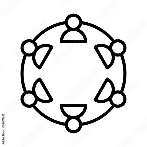 チームワーク　仲間　アイコン　線画　ベクター　黒