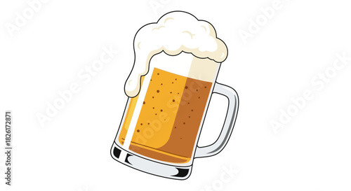 Refreshing Pint of Beer with Frothy Head Vector Illustration, Ideal for Celebration