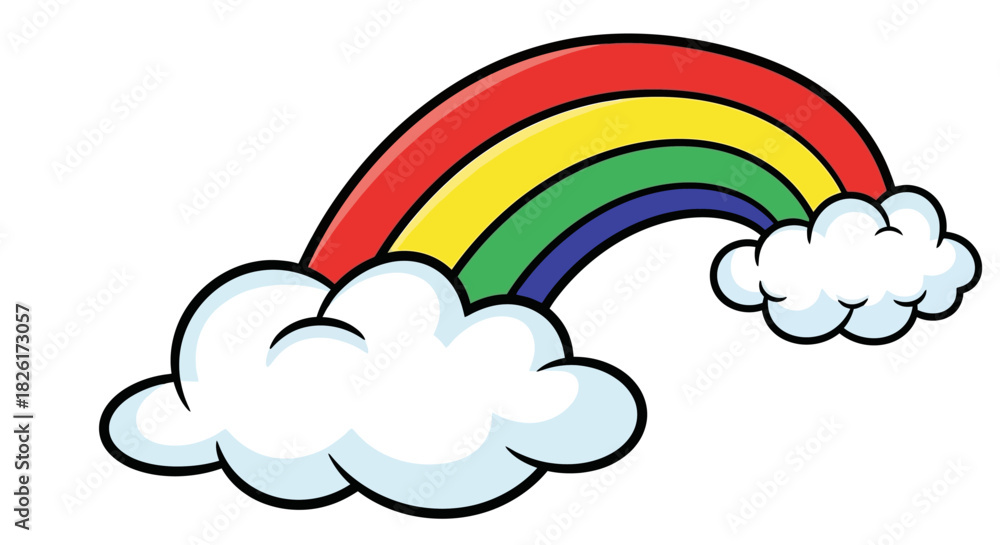 Fototapeta premium Colorful Rainbow with Clouds A Cheerful Illustration for Designs, Educational Materials, and Creative Projects
