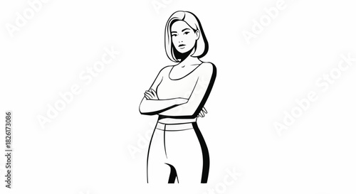 Confident Woman with Arms Crossed, Expressing Determination and Strength.