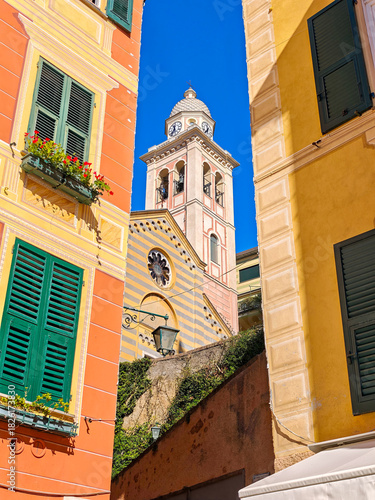 View at the village of Portofino on liguria in Italy