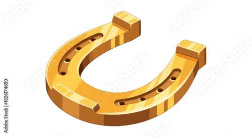 Golden Horseshoe Icon for Luck and Success Symbolizing Good Fortune
