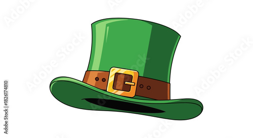 Stylized Green Leprechaun Hat with Gold Buckle for St