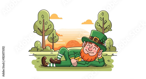 Relaxing Leprechaun in Field St
