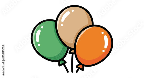 Three colorful balloons floating together, perfect for celebrations and festive occasions, evoking joy and festivity