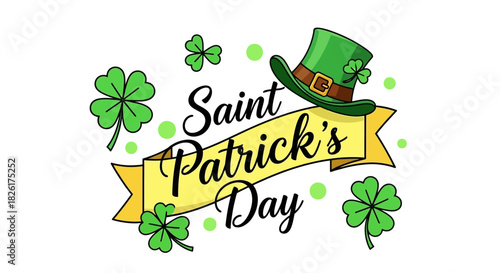 Saint Patrick's Day Celebration with Lucky Clovers and Festive Hat