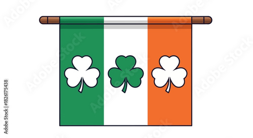 Irish Flag with Shamrocks A Symbol of Ireland's Culture and Heritage, with a touch of elegance